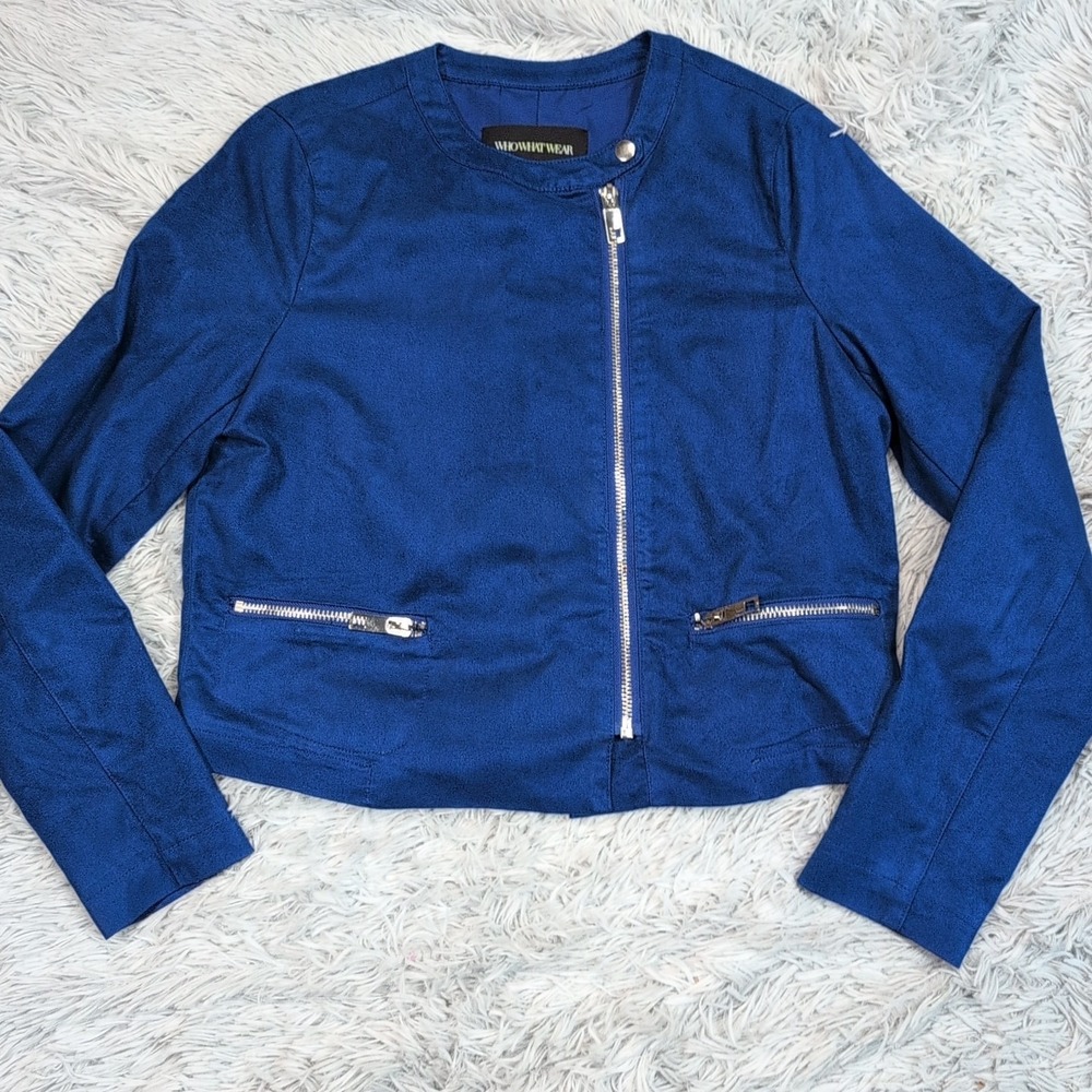 Who What Wear Jacket Womens S Blue Zip‎ Up Lightweight Soft Comfort Casual